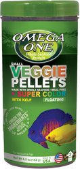 Omega One Super Veggie Kelp Pellets Floating Algae Grazers Fish Food, 6.5-oz jar