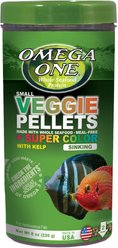Omega One Super Veggie Kelp Pellets Sinking Algae Grazers Fish Food, 8-oz jar