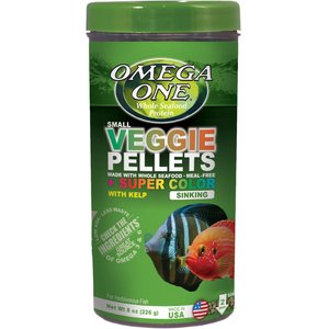 Omega One Super Veggie Kelp Pellets Sinking Algae Grazers Fish Food, 8-oz jar