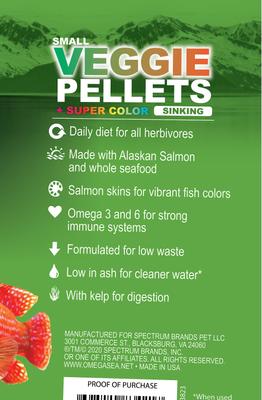 Show full view: Omega One Super Veggie Kelp Pellets Sinking Algae Grazers Fish Food, 8-oz jar slide 2 of 3