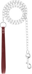 OmniPet Chain Dog Leash with Leather Handle, Heavyweight, 4-ft, Brown