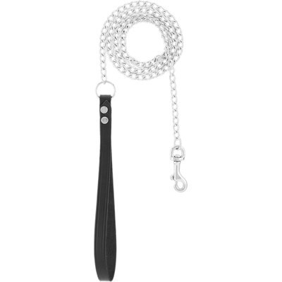 OmniPet OmniPet Chain Dog Leash with Leather Handle, Lightweight, 4-ft, Black