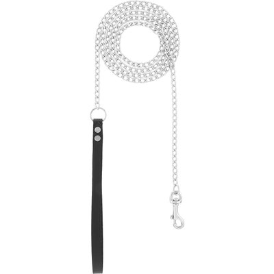 OmniPet OmniPet Chain Dog Leash with Leather Handle, Lightweight, 6-ft, Black