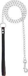 OmniPet Chain Dog Leash with Leather Handle, Medium Weight, 4-ft, Black