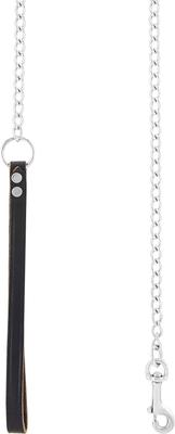 Show full view: OmniPet Chain Dog Leash with Leather Handle, Medium Weight, 4-ft, Black slide 4 of 6