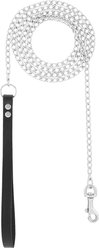 OmniPet Chain Dog Leash with Leather Handle, Medium Weight, 6-ft, Black