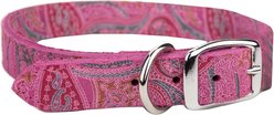 OmniPet Paisley Leather Dog Collar, Pink, 14-in