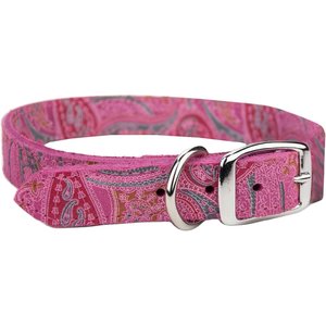 OmniPet Paisley Leather Dog Collar, Pink, 20-in