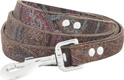 OmniPet Paisley Leather Dog Leash, Chocolate, 4-ft, 3/4-in