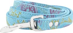 OmniPet Paisley Leather Dog Leash, Turquoise, 4-ft, 3/4-in