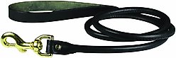 OmniPet Round Latigo Leather Dog Leash, Black, 4-ft 