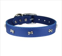 OmniPet Signature Leather Bone Dog Collar, Blue, 24-in slide 1 of 4