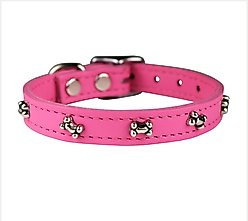 OmniPet Signature Leather Bone Dog Collar, Pink, 14-in