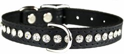 OmniPet Signature Leather Crystal Dog Collar, Black, 16-in