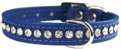 OmniPet Signature Leather Crystal Dog Collar, Blue, 14-in
