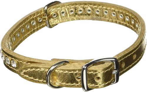 Show full view: OmniPet Signature Leather Crystal Dog Collar, Metallic Gold, 14-in slide 3 of 5