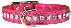 OmniPet Signature Leather Crystal Dog Collar, Metallic Pink, 14-in