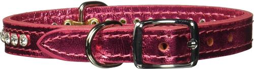 Show full view: OmniPet Signature Leather Crystal Dog Collar, Metallic Pink, 14-in slide 2 of 4