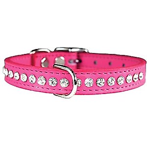 OmniPet Signature Leather Crystal Dog Collar, Pink, 12-in