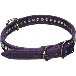 OmniPet Signature Leather Crystal Dog Collar, Purple, 12-in