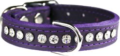 OmniPet Signature Leather Crystal Dog Collar, Purple, 14-in
