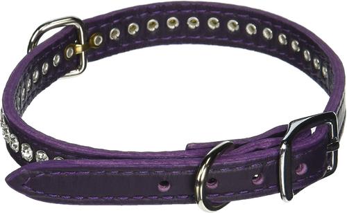Show full view: OmniPet Signature Leather Crystal Dog Collar, Purple, 14-in slide 2 of 4