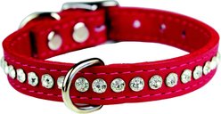 OmniPet Signature Leather Crystal Dog Collar, Red, 14-in