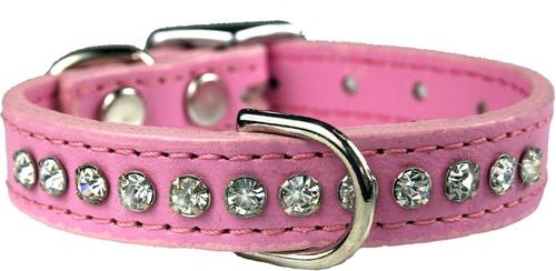 OMNIPET Signature Leather Crystal Dog Collar, Rose, 16-in