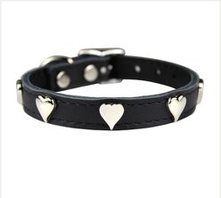 OmniPet Signature Leather Heart Dog Collar, Black, 12-in