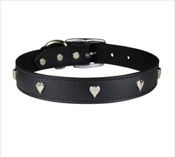 OmniPet Signature Leather Heart Dog Collar, Black, 22-in