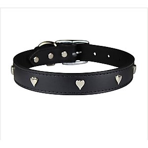 OmniPet Signature Leather Heart Dog Collar, Black, 22-in