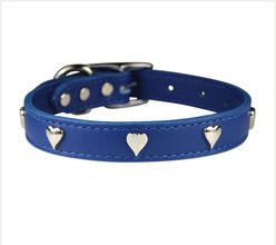 OmniPet Signature Leather Heart Dog Collar, Blue, 16-in slide 1 of 4