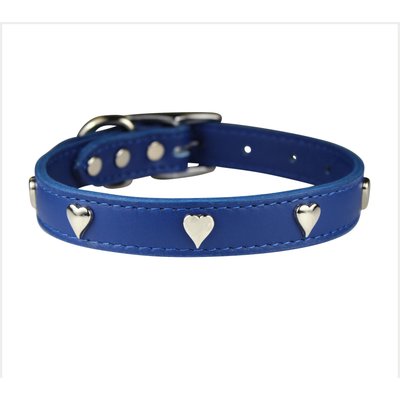 OmniPet OmniPet Signature Leather Heart Dog Collar, Blue, 20-in