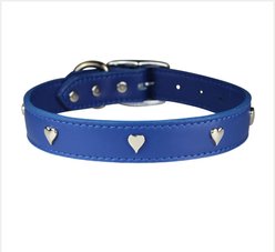 OmniPet Signature Leather Heart Dog Collar, Blue, 24-in