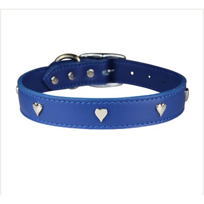 OmniPet OmniPet Signature Leather Heart Dog Collar, Blue, 24-in