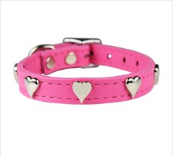 OmniPet Signature Leather Heart Dog Collar, Pink, 12-in
