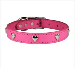 OmniPet Signature Leather Heart Dog Collar, Pink, 20-in
