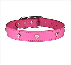 OmniPet Signature Leather Heart Dog Collar, Pink, 22-in