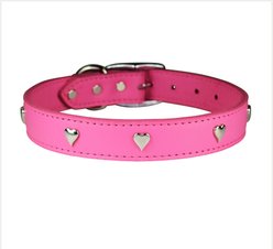 OmniPet Signature Leather Heart Dog Collar, Pink, 24-in