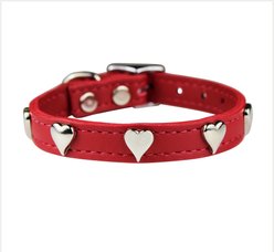 OmniPet Signature Leather Heart Dog Collar, Red, 14-in