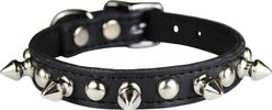 OmniPet Signature Leather Studs & Spikes Dog Collar, Black, 12-in