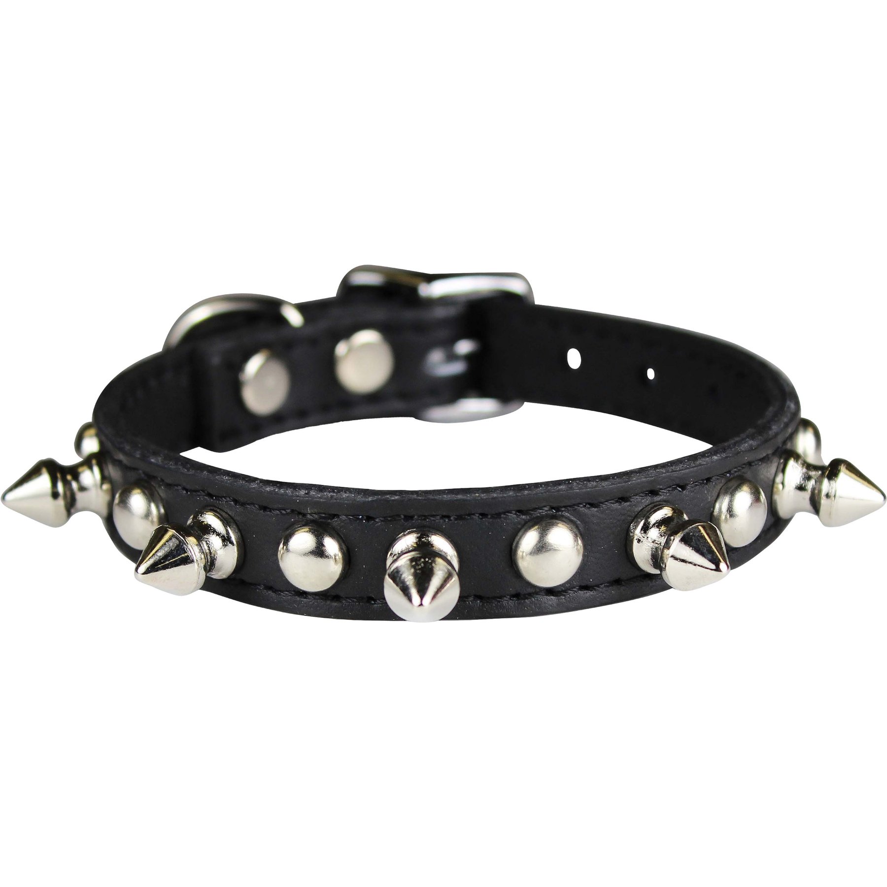 OmniPet Signature Leather Studs & Spikes Dog Collar, Black, 12-in