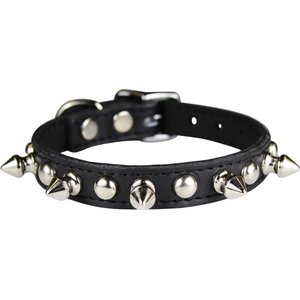 OmniPet Signature Leather Studs & Spikes Dog Collar, Black, 12-in