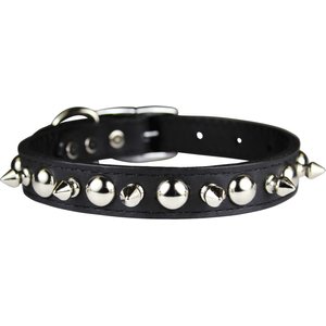 OmniPet Signature Leather Studs & Spikes Dog Collar, Black, 16-in
