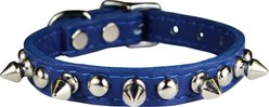 OmniPet Signature Leather Studs & Spikes Dog Collar, Blue, 14-in