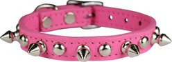 OmniPet Signature Leather Studs & Spikes Dog Collar, Pink, 14-in