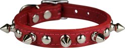 OmniPet Signature Leather Studs & Spikes Dog Collar, Red, 14-in