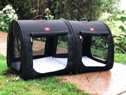 One for Pets Portable 2-in-1 Double Dog & Cat Kennel, Black slide 2 of 7