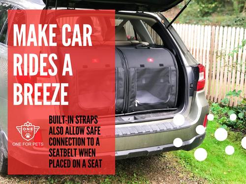 Show full view: One for Pets Portable 2-in-1 Double Dog & Cat Kennel, Black slide 3 of 9