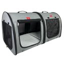 One for Pets Portable 2-in-1 Double Dog & Cat Kennel, Gray
